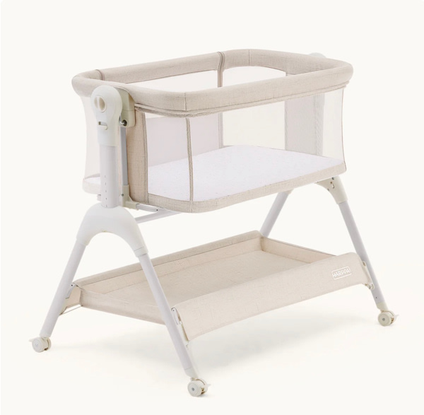HARPPA Cuddly Sway | 3-in-1 Rocking Baby Bassinet & Bedside Sleeper with Anti-Reflux Mattress for Newborns | Attaches to Bed, Adjustable Height, Tool-Free Setup, Portable Wheels, CPSC Certified, Gentle Rocking Motion | Ideal for Infants, Safe Co-Sleeping