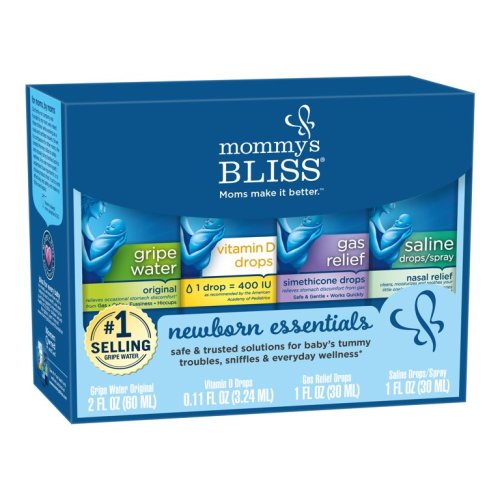 Mommy's Bliss Newborn Set, 4 Piece Items Included Gripe Water, Vitamin D, Gas Relief, Saline Drops, Unisex, Multicolor, 4 Count