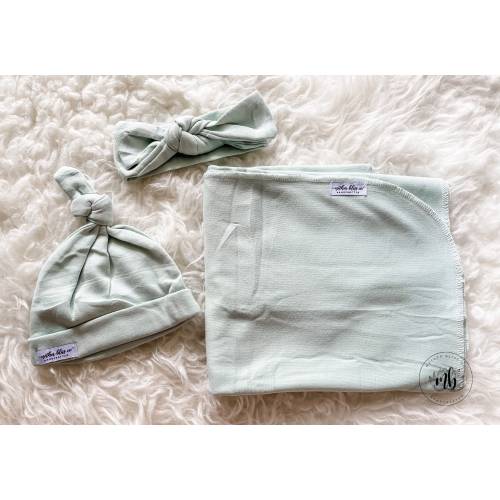 Minty Green Solid Plain Baby Swaddle Set