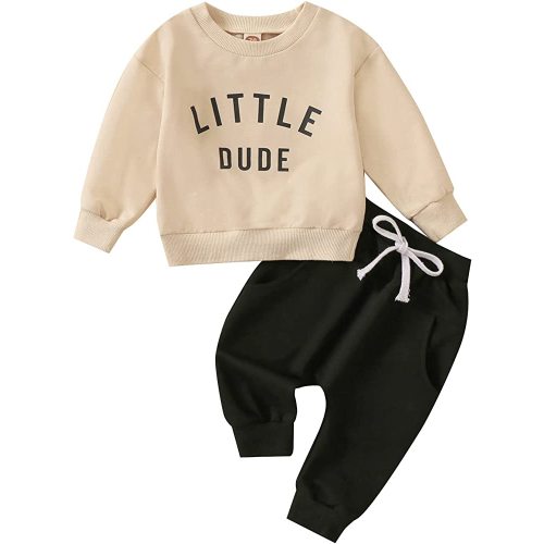 Toddler Baby Boy Fall Winter Outfits Letter Crewneck Sweatshirt Casual Pants 2Pcs Clothes Set