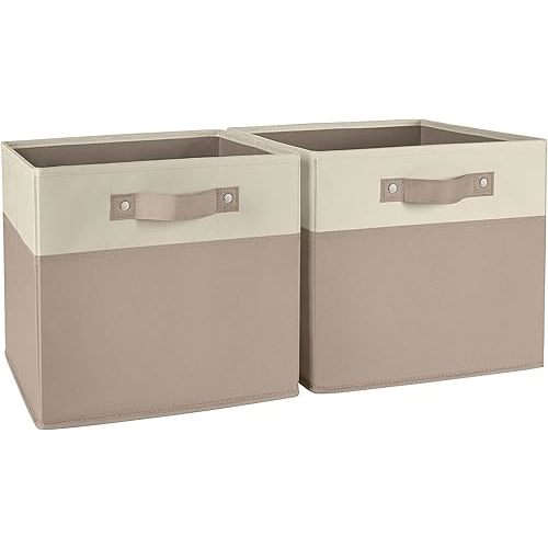 RiverRidge Kids storage bins - 10.5 Cube Storage Organizer with Handles – Taupe Two-Tone closet organizers and storage for Toys, Shoes & More - Fits Cabinets