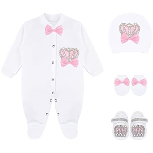 Lilax Baby Girl Newborn Jewels Layette 4 Piece Gift Set
