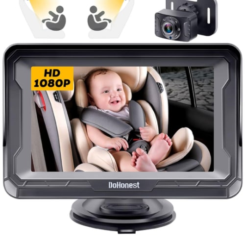 DoHonest Baby Car Camera HD 1080P - Rear-Facing Car Baby Monitor with Night Vision, Adjustable View Angle, Easy Setup, Anti-Glare Display, Safety for Kids & Infants
