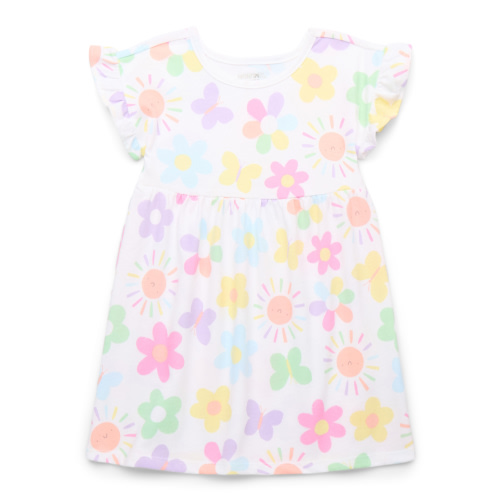 Garanimals Toddler Girl Print Dress with Short Ruffle Sleeves, Sizes 12M-5T