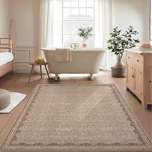 Scalloped Washable Rug 5x7 Area Rugs for Living Room