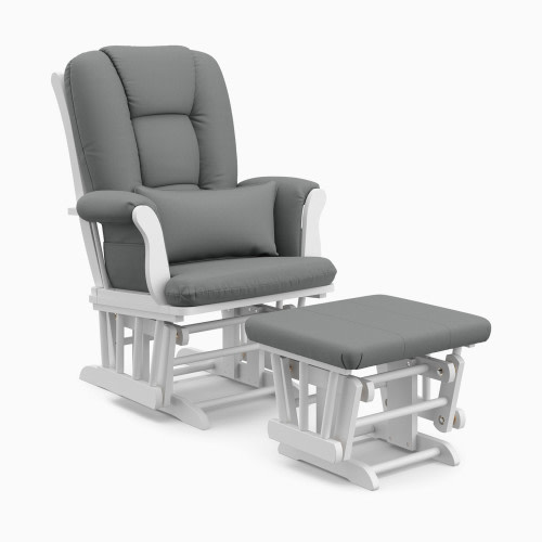 Storkcraft Tuscany Glider and Ottoman - White/Gray