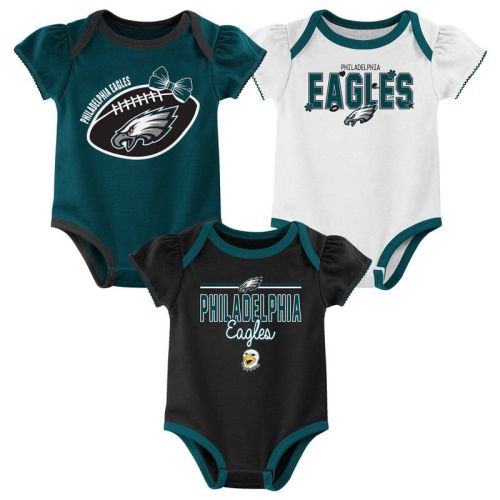 NFL Philadelphia Eagles Girls' White 3pk Bodysuit