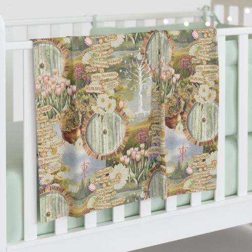 Spring in the Shire Baby Swaddle Blanket, Lord of the Rings Baby Blanket, Middle Earth Infant Wrap, Hobbit Baby Blanket, Hobbitcore Wrap