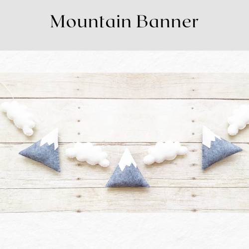 Ready to Ship - Mountain Garland - Woodland Nursery - Mountain Nursery - Monochrome Decor - Mountain Theme Decor
