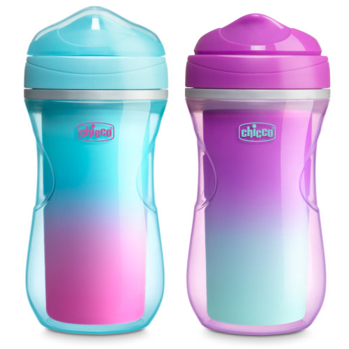 Chicco 9oz. Insulated Rim Trainer Sippy Cup, 12m+, 2-Pack - Pink, New