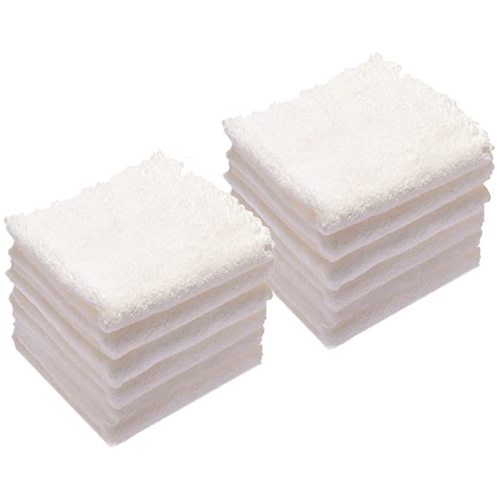 Baby Washcloths 12 Pack 12x12 Inches Microfiber Coral Fleece Extra Absorbent and Soft for Newborns, Infants and Toddlers-White