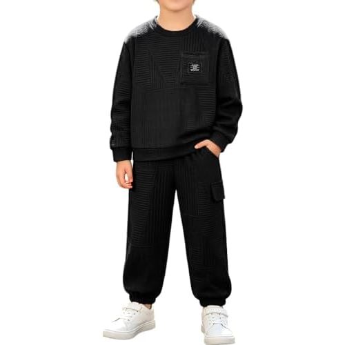 Toddler Boy Clothes Textured Long-Sleeve Sweatshirt Pant Sets 2-6Y