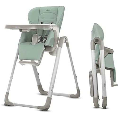 Inglesina My time Highchair, Mint - Adjustable High Chair for Babies & Toddlers, 4 Height & 3 Recline Settings, Collapsible, Tool-Free Assembly, BPA Free, Removable Tray for Easy Cleaning