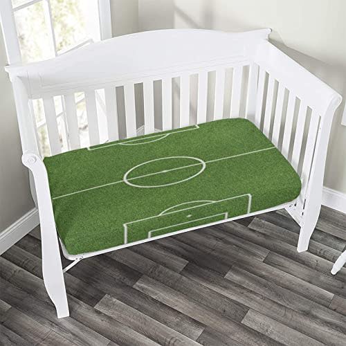 Decorative Fitted Crib Sheet,Teen Room Microfiber Silky Soft Toddler Mattress Sheet Fitted,28"x 52", Soccer Field Grass Motif Stadium Print Baby Sheet, for Standard Crib and Toddler Mattresses,