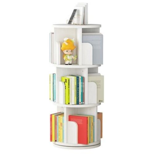 Rotating Bookshelf, 3 Tier Bookcase Storage Rack for Kids & Adults, Corner Spinning Book Shelf