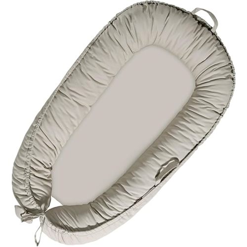 Baby Lounger for Newborn 0-24 Months, Infant Lounger Pillow with Soft Breathable Cotton Cover, Portable Baby Nest Floor Seat for Tummy, Co Sleeping and Travel, Newborn Essentials
