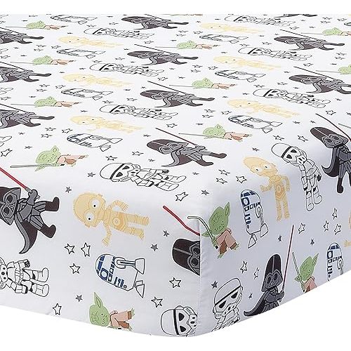 Lambs & Ivy Star Wars Classic Polyester Fitted Crib/Toddler Sheet - Yoda/Darth Vader