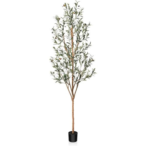 Kazeila Artificial Olive Tree 7FT Tall Faux Silk Plant for Home Office Decor Indoor Fake Potted Tree with Wood Branches and Fruits
