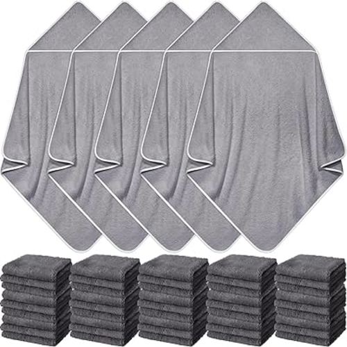 5 Pcs Baby Bath Towel and 15 Count Baby Washcloths Sets, Hooded Baby Towels for Newborns Infants and Toddlers Soft Coral Fleece Toddler Towels for Newborn Boy Girl (Gray)