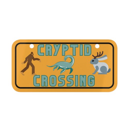 Cryptid Crossing Tiny License Plate | Wall Decor, Bigfoot, Loch Ness Monster, Jackalope, Warning Sign, Urban Legends, Cryptozoology