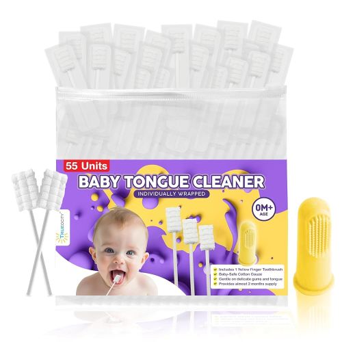 Trueocity Baby Tongue Cleaner Newborn – Soft Oral Cleaner for Infants, Gum & Mouth Cleaning for 0-3 Month Babies, Easy to Use and Safe for Daily Hygiene – Best Value Pack of 55 Units