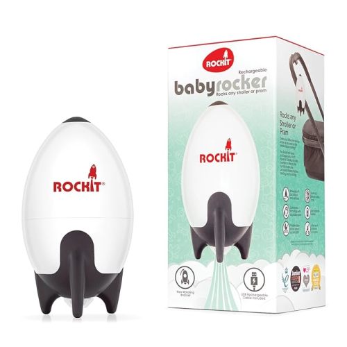 Rockit Rocker Rechargeable Pram Rocker - Baby Pushchair Rocking Device, Soothing Motion for Stroller or Buggy, Adjustable Speed, 60 Minute Timer, Universal Fit