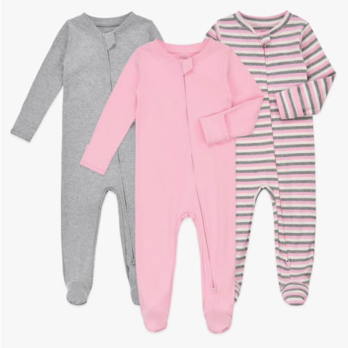 Aablexema Baby Footie Pajamas with Mittens - 3Pcs Infant Footed Sleeper Cotton Sleepwear Outfits