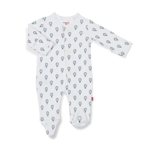 Magnetic Me 100% Organic Cotton Magnetic Baby Footie Pajamas | Super Soft Cotton Fabric | Blue Open Sky | 0-3 Months