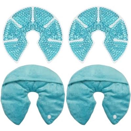 Hot/Cold Breast Gel Bead Ice Packs Breast Cooling/Heat Pads Relief for Breastfeeding, Nursing Pain, Mastitis, Engorgement, Swelling, Plugged Ducts | Boost Milk Let-Down & Production,2 Pack (Blue)