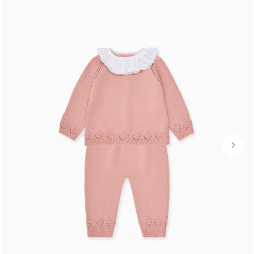 Dusty Pink Baya Merino Baby Girl Knitted Set | La Coqueta Kids UK