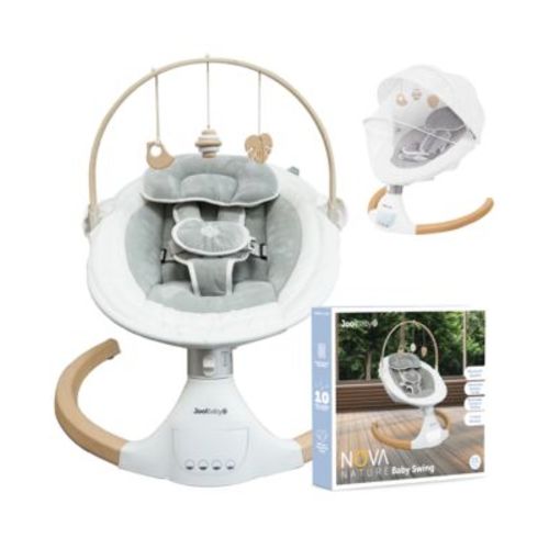 Nova Nature Baby Swing for Newborns – Natural Wood Toys, Electric Motorized Infant Swing, Bluetooth Music
