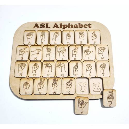 ASL ALPHABET PUZZLE, Sign Language, American Sign Practice, Alphabet Puzzle, Learning Puzzle, Helpful Skill Puzzle with Tiles
