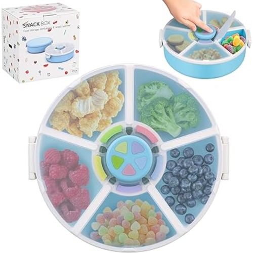 Kids Original Snack Spinner Bundle - Reusable Snack Container with 5 Compartment Dispenser and Lid | BPA and PVC Free | Dishwasher Safe | No Spill, Leakproof,for Toddlers, Babies, School, Travel