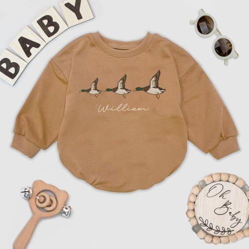 Personalized Name Mallard Duck Baby Bubble Romper, Boy Names Duck Season, Hunting Buddy Outfits, Boy Mallard Duck, Baby Shower Gift Idea