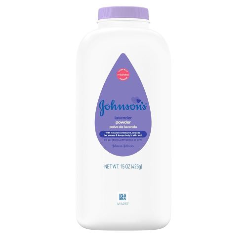 Johnson's Lavender Baby Powder with Naturally Derived Cornstarch, Gently Soothes Delicate Skin, Hypoallergenic, and Free of Parabens, Phthalates, and Dyes, Lavender Scent, 15 oz