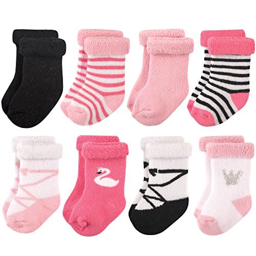 Hudson Baby Baby Girls' Cotton Rich Newborn and Terry Socks