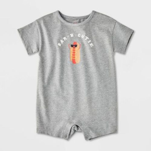 Baby Boys' Printed Short Sleeve Romper - Cat & Jack™ Gray Newborn