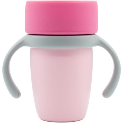 WeeSprout Baby Training Cup - Silicone Sippy Cup with Removable Handles for Weaning Off Bottle - Transition Spill-Proof Toddler Cups - No-Spill Design (Pastel Pink/Hot Pink/Light Gray)