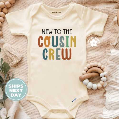 New To The Cousin Crew Baby Onesie®, Retro Cousin Crew Baby Bodysuit, Cousin Baby Outfit, Matching Cousin Onesie, Gift for Cousins, LC-FAM69