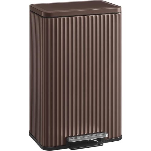 SONGMICS Trash Can, 13 Gallon (50 L) Garbage Can for Kitchen, with Lid, Pedal, and Removable Inner Bucket, Soft Close, Stainless Steel, 15 Trash Bags (Code K) Included, Brown ULTB586MZ01