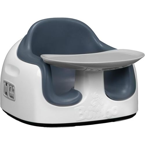Bumbo 3-in-1 Multi-Seat for 6 to 36 Months, Travel Baby Feeding & Play Floor Seat, All-in-One Portable Booster with Tray & Toddler High Chair, Slate Grey
