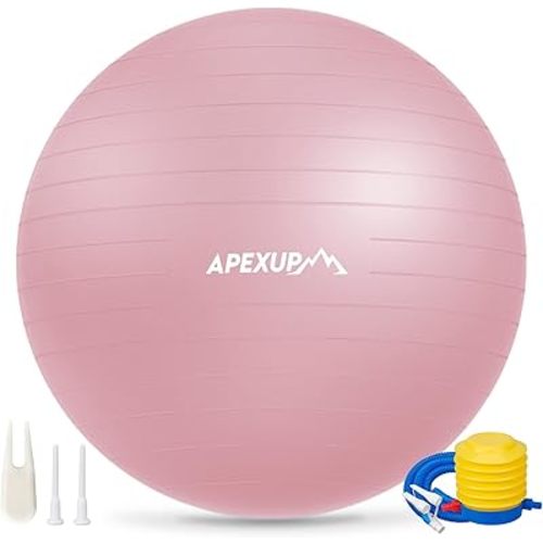 APEXUP Yoga Ball, 660 lbs Anti-Burst Exercise Ball with Pump, 5 Sizes