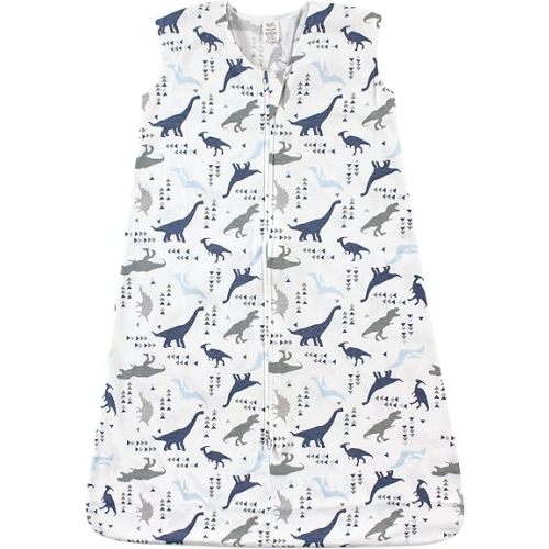 Touched by Nature Unisex Baby Organic Cotton Sleeveless Wearable Sleeping Bag, Sack, Blanket, Dino, 6-12 Months