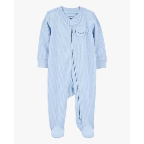 Baby Dog Pocket 2-Way Zip Ribbed Sleep & Play Pajamas - Blue - Carter's | Carter's