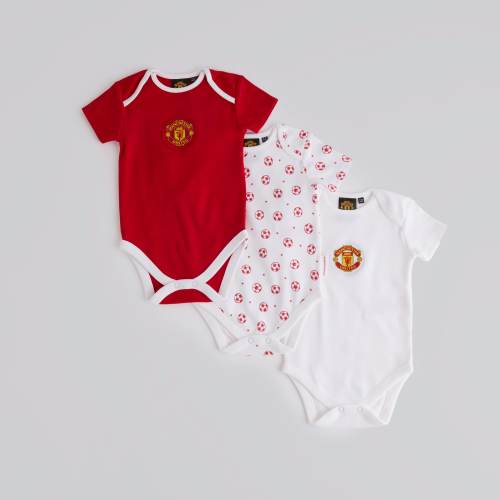 Manchester United Baby Printed Bodysuits 3 Pack Multi
