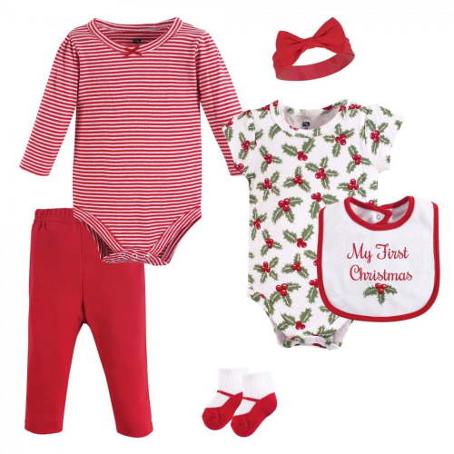 Hudson Baby Infant Girl Cotton Layette Set, Holly, 9-12 Months