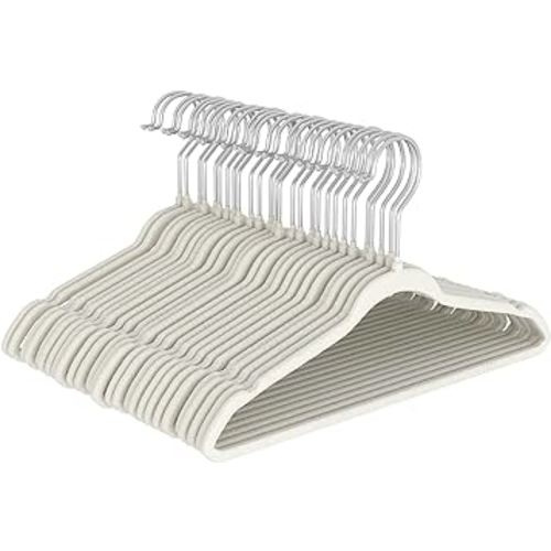 Baby Hangers Velvet,50 Pack Durable Baby Hangers for Closet, Perfect Infant & Toddler Clothes Non Slip for Everyday Use - Rice White