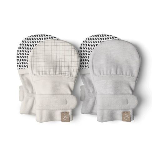 Goumi Stay On 2-Pack Mitts - Abstract Floral + Rose 0-3M