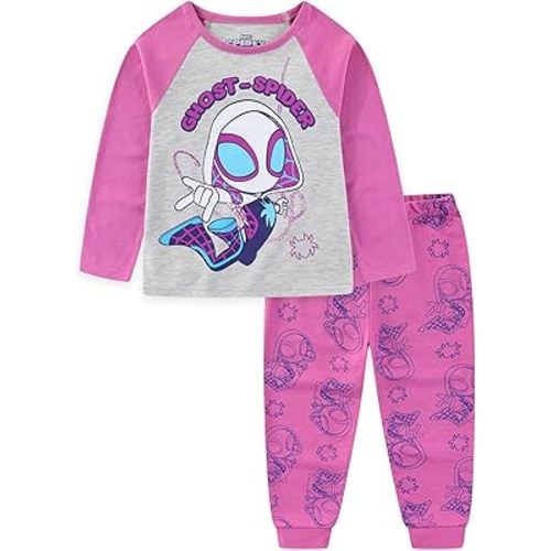 Marvel Spider-Gwen Ghost Spider Girls Long Sleeve Shirt and French Terry Pants 2 Piece Outfit Set for Toddlers