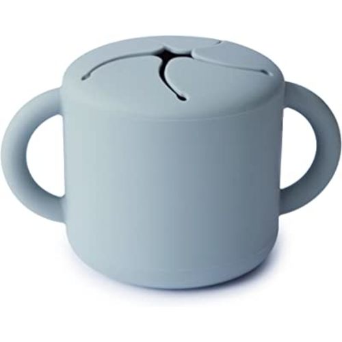 mushie Silicone Snack Cup | Spill Proof Food Container for Toddler and Baby (Powder Blue)